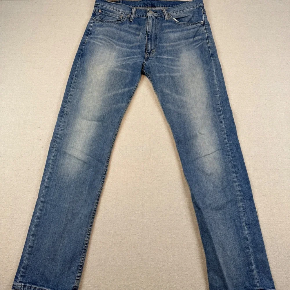Levis 513 Slim Straight Jeans Mens 34x32 Medium Wash Denim Blue Pants